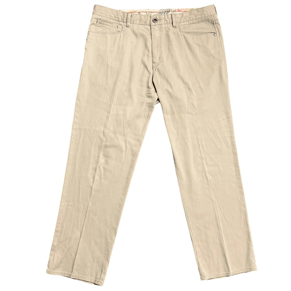 Tommy Bahama‎ Mens 35x30 Beige Pants Casual Relaxed Fit Stretch Tropical Lined